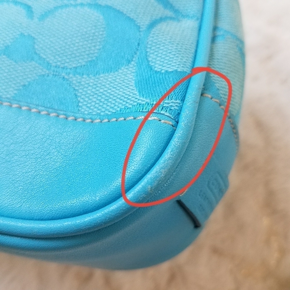Coach Y2K 90's Turquoise Signature C Demi Shoulder Bag w/Dustbag - Picture 14 of 16